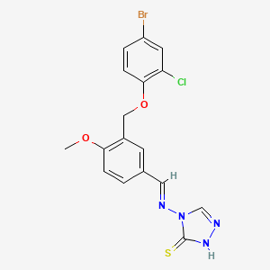 molecular formula C17H14BrClN4O2S B10944200 4-{[(E)-{3-[(4-bromo-2-chlorophenoxy)methyl]-4-methoxyphenyl}methylidene]amino}-4H-1,2,4-triazole-3-thiol 