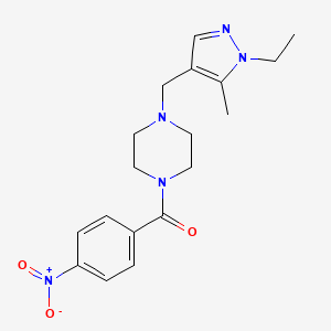 molecular formula C18H23N5O3 B10944222 {4-[(1-ethyl-5-methyl-1H-pyrazol-4-yl)methyl]piperazin-1-yl}(4-nitrophenyl)methanone 