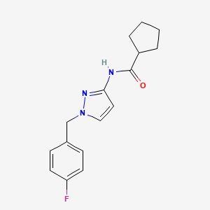 molecular formula C16H18FN3O B10944230 N-[1-(4-fluorobenzyl)-1H-pyrazol-3-yl]cyclopentanecarboxamide 