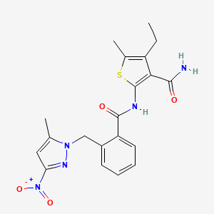 4-ethyl-5-methyl-2-[({2-[(5-methyl-3-nitro-1H-pyrazol-1-yl)methyl]phenyl}carbonyl)amino]thiophene-3-carboxamide