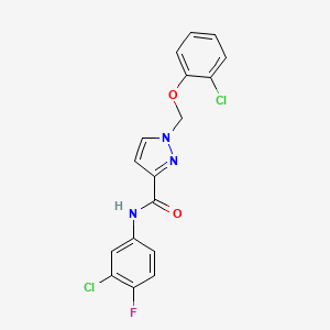 molecular formula C17H12Cl2FN3O2 B10944255 N-(3-chloro-4-fluorophenyl)-1-[(2-chlorophenoxy)methyl]-1H-pyrazole-3-carboxamide 