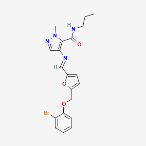 4-{[(E)-{5-[(2-bromophenoxy)methyl]furan-2-yl}methylidene]amino}-1-methyl-N-propyl-1H-pyrazole-5-carboxamide