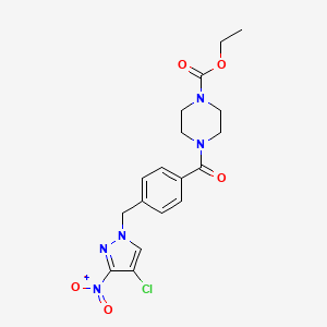 ethyl 4-({4-[(4-chloro-3-nitro-1H-pyrazol-1-yl)methyl]phenyl}carbonyl)piperazine-1-carboxylate