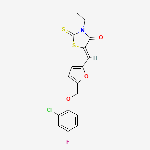 molecular formula C17H13ClFNO3S2 B10944302 (5Z)-5-({5-[(2-chloro-4-fluorophenoxy)methyl]furan-2-yl}methylidene)-3-ethyl-2-thioxo-1,3-thiazolidin-4-one 