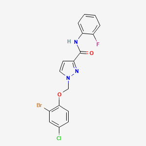 molecular formula C17H12BrClFN3O2 B10944322 1-[(2-bromo-4-chlorophenoxy)methyl]-N-(2-fluorophenyl)-1H-pyrazole-3-carboxamide 