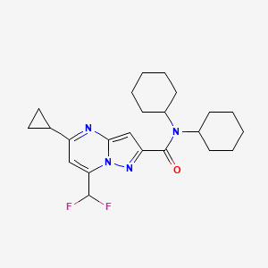 molecular formula C23H30F2N4O B10944335 N,N-dicyclohexyl-5-cyclopropyl-7-(difluoromethyl)pyrazolo[1,5-a]pyrimidine-2-carboxamide 