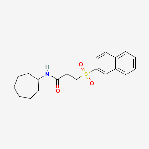 molecular formula C20H25NO3S B10944341 N-cycloheptyl-3-(naphthalen-2-ylsulfonyl)propanamide 