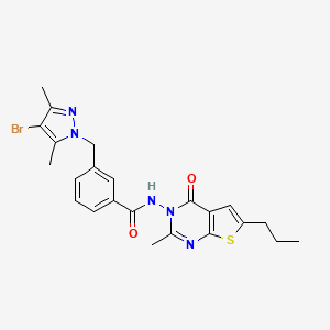 molecular formula C23H24BrN5O2S B10944342 3-[(4-Bromo-3,5-dimethyl-1H-pyrazol-1-YL)methyl]-N-[2-methyl-4-oxo-6-propylthieno[2,3-D]pyrimidin-3(4H)-YL]benzamide 