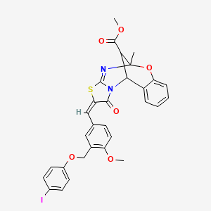 molecular formula C30H25IN2O6S B10944363 methyl (2E)-2-{3-[(4-iodophenoxy)methyl]-4-methoxybenzylidene}-5-methyl-1-oxo-1,2-dihydro-5H,11H-5,11-methano[1,3]thiazolo[2,3-d][1,3,5]benzoxadiazocine-13-carboxylate 