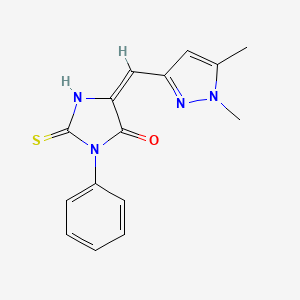 (5E)-5-[(1,5-dimethyl-1H-pyrazol-3-yl)methylidene]-3-phenyl-2-thioxoimidazolidin-4-one