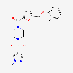 molecular formula C21H24N4O5S B10944413 {5-[(2-methylphenoxy)methyl]furan-2-yl}{4-[(1-methyl-1H-pyrazol-4-yl)sulfonyl]piperazin-1-yl}methanone 