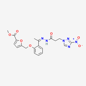 molecular formula C20H20N6O7 B10944424 methyl 5-({2-[(1Z)-1-{2-[3-(3-nitro-1H-1,2,4-triazol-1-yl)propanoyl]hydrazinylidene}ethyl]phenoxy}methyl)furan-2-carboxylate 