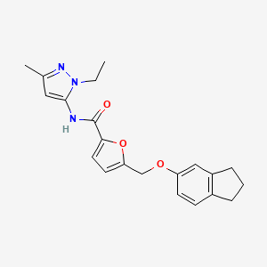 molecular formula C21H23N3O3 B10944460 5-[(2,3-dihydro-1H-inden-5-yloxy)methyl]-N-(1-ethyl-3-methyl-1H-pyrazol-5-yl)furan-2-carboxamide 