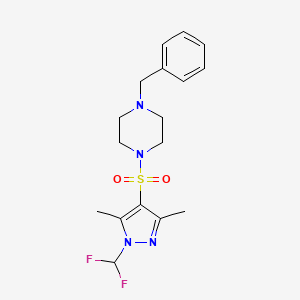 molecular formula C17H22F2N4O2S B10944494 1-benzyl-4-{[1-(difluoromethyl)-3,5-dimethyl-1H-pyrazol-4-yl]sulfonyl}piperazine 