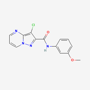 molecular formula C14H11ClN4O2 B10944506 3-chloro-N-(3-methoxyphenyl)pyrazolo[1,5-a]pyrimidine-2-carboxamide 