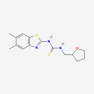 molecular formula C15H19N3OS2 B10944513 1-(5,6-Dimethyl-1,3-benzothiazol-2-yl)-3-(tetrahydrofuran-2-ylmethyl)thiourea 