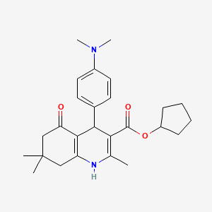 molecular formula C26H34N2O3 B10944559 Cyclopentyl 4-[4-(dimethylamino)phenyl]-2,7,7-trimethyl-5-oxo-1,4,5,6,7,8-hexahydroquinoline-3-carboxylate 