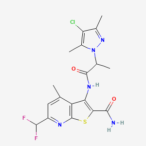 3-{[2-(4-chloro-3,5-dimethyl-1H-pyrazol-1-yl)propanoyl]amino}-6-(difluoromethyl)-4-methylthieno[2,3-b]pyridine-2-carboxamide