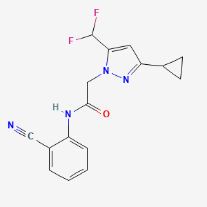 molecular formula C16H14F2N4O B10944629 N-(2-cyanophenyl)-2-[3-cyclopropyl-5-(difluoromethyl)-1H-pyrazol-1-yl]acetamide 