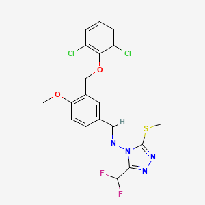 N-[(E)-{3-[(2,6-dichlorophenoxy)methyl]-4-methoxyphenyl}methylidene]-3-(difluoromethyl)-5-(methylsulfanyl)-4H-1,2,4-triazol-4-amine