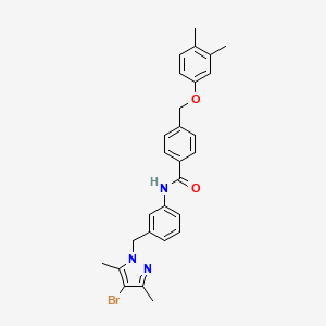 N-{3-[(4-bromo-3,5-dimethyl-1H-pyrazol-1-yl)methyl]phenyl}-4-[(3,4-dimethylphenoxy)methyl]benzamide