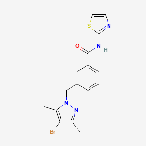 molecular formula C16H15BrN4OS B10944652 3-[(4-bromo-3,5-dimethyl-1H-pyrazol-1-yl)methyl]-N-(1,3-thiazol-2-yl)benzamide 