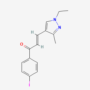 molecular formula C15H15IN2O B10944677 (2E)-3-(1-ethyl-3-methyl-1H-pyrazol-4-yl)-1-(4-iodophenyl)prop-2-en-1-one 