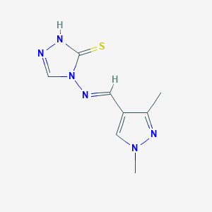 molecular formula C8H10N6S B10944678 4-{[(E)-(1,3-dimethyl-1H-pyrazol-4-yl)methylidene]amino}-4H-1,2,4-triazole-3-thiol 