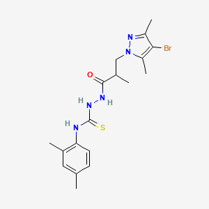 molecular formula C18H24BrN5OS B10944679 2-[3-(4-bromo-3,5-dimethyl-1H-pyrazol-1-yl)-2-methylpropanoyl]-N-(2,4-dimethylphenyl)hydrazinecarbothioamide 