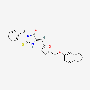 (5Z)-5-({5-[(2,3-dihydro-1H-inden-5-yloxy)methyl]furan-2-yl}methylidene)-3-(1-phenylethyl)-2-sulfanyl-3,5-dihydro-4H-imidazol-4-one