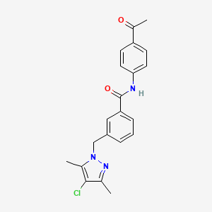 N-(4-acetylphenyl)-3-[(4-chloro-3,5-dimethyl-1H-pyrazol-1-yl)methyl]benzamide