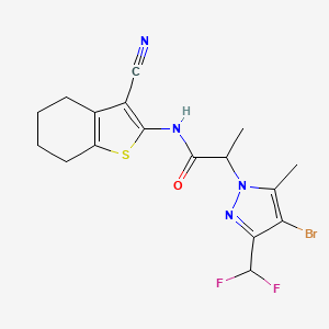 2-[4-bromo-3-(difluoromethyl)-5-methyl-1H-pyrazol-1-yl]-N-(3-cyano-4,5,6,7-tetrahydro-1-benzothiophen-2-yl)propanamide