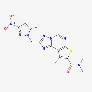 N,N,9-trimethyl-2-[(5-methyl-3-nitro-1H-pyrazol-1-yl)methyl]thieno[3,2-e][1,2,4]triazolo[1,5-c]pyrimidine-8-carboxamide