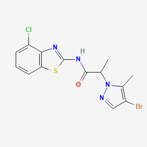 molecular formula C14H12BrClN4OS B10944722 2-(4-bromo-5-methyl-1H-pyrazol-1-yl)-N-(4-chloro-1,3-benzothiazol-2-yl)propanamide 