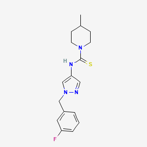 molecular formula C17H21FN4S B10944726 N-[1-(3-fluorobenzyl)-1H-pyrazol-4-yl]-4-methylpiperidine-1-carbothioamide 