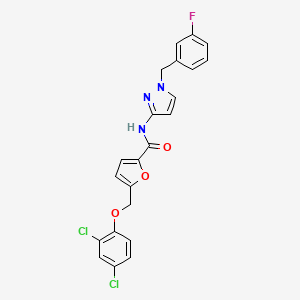 molecular formula C22H16Cl2FN3O3 B10944749 5-[(2,4-dichlorophenoxy)methyl]-N-[1-(3-fluorobenzyl)-1H-pyrazol-3-yl]furan-2-carboxamide 