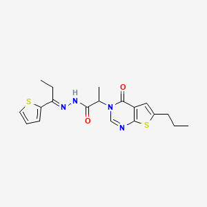 2-(4-oxo-6-propylthieno[2,3-d]pyrimidin-3(4H)-yl)-N'-[(1E)-1-(thiophen-2-yl)propylidene]propanehydrazide