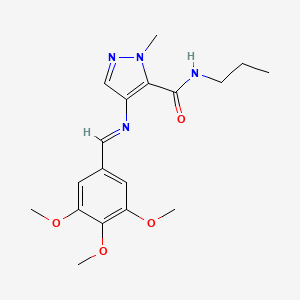 1-methyl-N-propyl-4-{[(E)-(3,4,5-trimethoxyphenyl)methylidene]amino}-1H-pyrazole-5-carboxamide