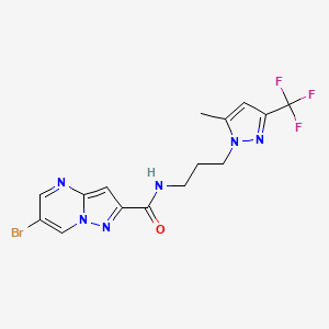 6-bromo-N-{3-[5-methyl-3-(trifluoromethyl)-1H-pyrazol-1-yl]propyl}pyrazolo[1,5-a]pyrimidine-2-carboxamide