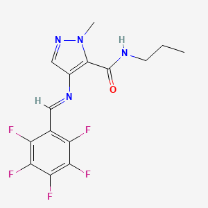 molecular formula C15H13F5N4O B10944832 1-methyl-4-{[(E)-(pentafluorophenyl)methylidene]amino}-N-propyl-1H-pyrazole-5-carboxamide 