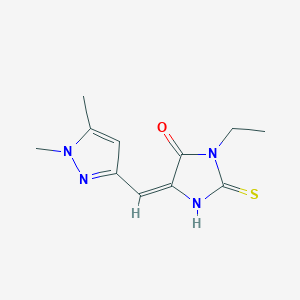 (5E)-5-[(1,5-dimethyl-1H-pyrazol-3-yl)methylidene]-3-ethyl-2-thioxoimidazolidin-4-one