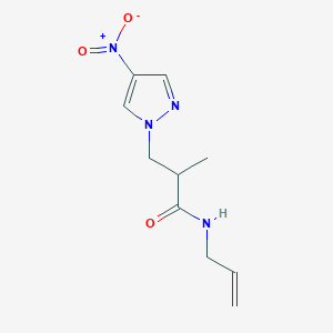 molecular formula C10H14N4O3 B10944886 2-methyl-3-(4-nitro-1H-pyrazol-1-yl)-N-(prop-2-en-1-yl)propanamide 