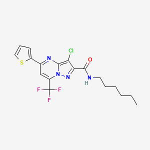 molecular formula C18H18ClF3N4OS B10944892 3-chloro-N-hexyl-5-(thiophen-2-yl)-7-(trifluoromethyl)pyrazolo[1,5-a]pyrimidine-2-carboxamide 