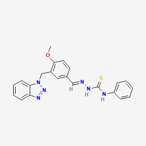 molecular formula C22H20N6OS B10944923 (2E)-2-[3-(1H-benzotriazol-1-ylmethyl)-4-methoxybenzylidene]-N-phenylhydrazinecarbothioamide 