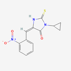 molecular formula C13H11N3O3S B10944932 (5E)-3-cyclopropyl-5-(2-nitrobenzylidene)-2-sulfanyl-3,5-dihydro-4H-imidazol-4-one 