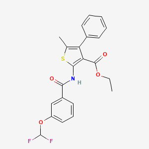 molecular formula C22H19F2NO4S B10944937 Ethyl 2-({[3-(difluoromethoxy)phenyl]carbonyl}amino)-5-methyl-4-phenylthiophene-3-carboxylate 