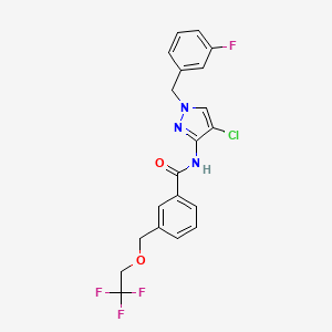 molecular formula C20H16ClF4N3O2 B10944939 N-[4-chloro-1-(3-fluorobenzyl)-1H-pyrazol-3-yl]-3-[(2,2,2-trifluoroethoxy)methyl]benzamide 