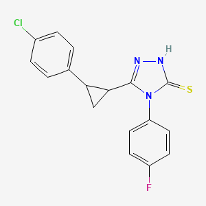 molecular formula C17H13ClFN3S B10944946 5-[2-(4-chlorophenyl)cyclopropyl]-4-(4-fluorophenyl)-4H-1,2,4-triazole-3-thiol 