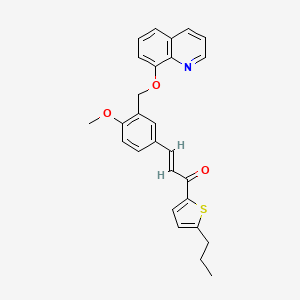 molecular formula C27H25NO3S B10945019 (2E)-3-{4-methoxy-3-[(quinolin-8-yloxy)methyl]phenyl}-1-(5-propylthiophen-2-yl)prop-2-en-1-one 