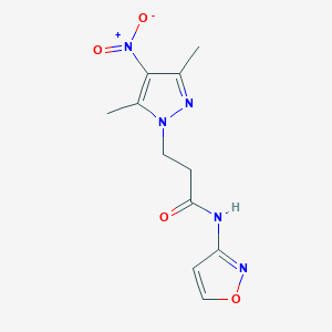 molecular formula C11H13N5O4 B10945035 3-(3,5-dimethyl-4-nitro-1H-pyrazol-1-yl)-N-(1,2-oxazol-3-yl)propanamide 